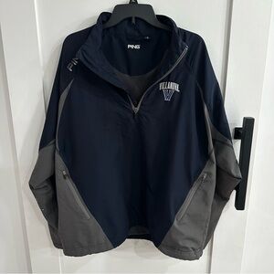 Ping Villanova Navy and Gray Quarter-Zip Golf Pullover Jacket. Size Large.